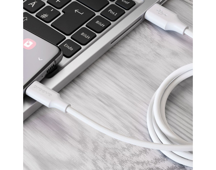 Кабель Proove Striped Silicone USB to Type-C (1m) белый