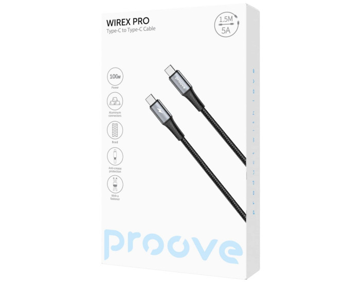 Кабель Proove Wirex Pro Type-C to Type-С (100W/1m) белый