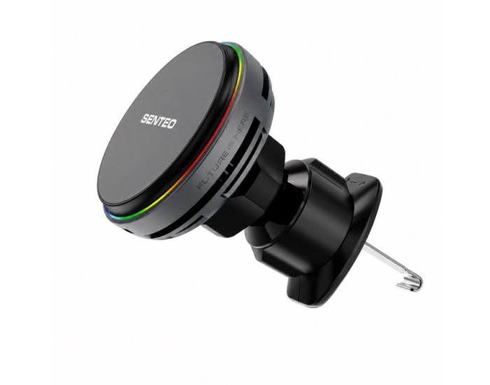 Автотримач з безпровідний зарядкою SENTEO M3 Qi2 magnetic wireless charging car holder 15W, Silver (в дефлектор)