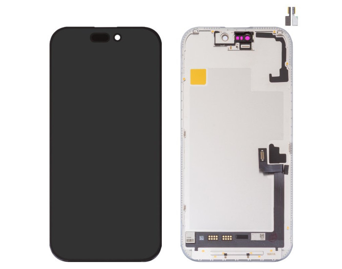 Дисплей з сенсорним екраном (модуль) iPhone 17, чорний з верхнім шлейфом, переклеювання