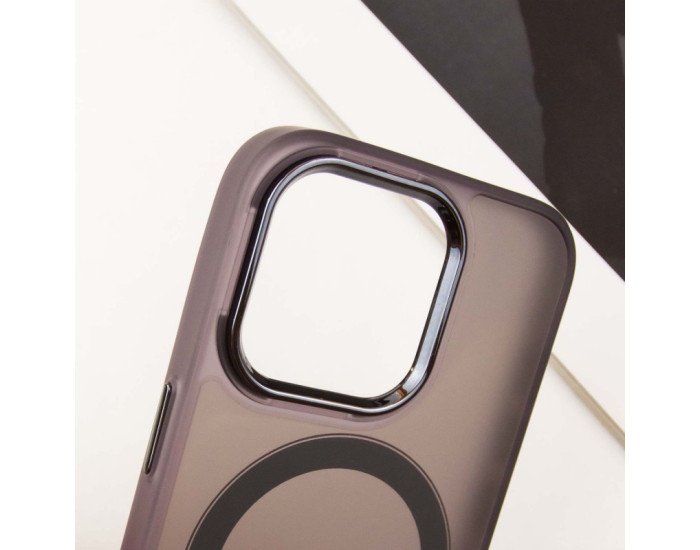 Чохол-силікон TPU+PC Lily with MagSafe iPhone 14 Pro, Темно-Фіолетовий