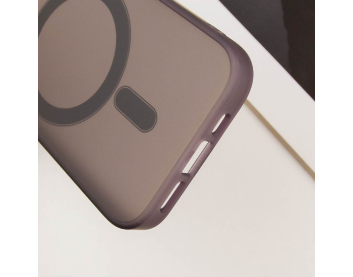 Чохол-силікон TPU+PC Lily with MagSafe iPhone 14 Pro, Темно-Фіолетовий
