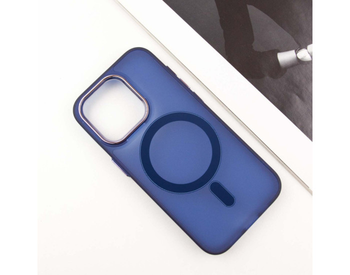 Чохол-силікон TPU+PC Lily with MagSafe iPhone 14 Pro, Темно-синій