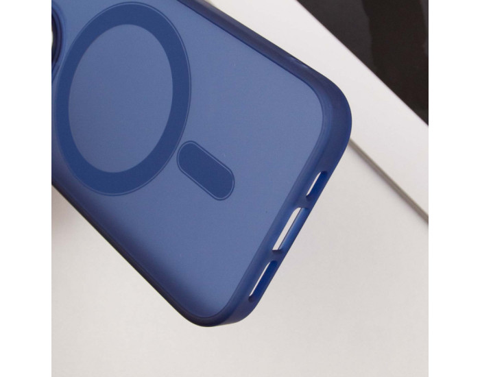 Чохол-силікон TPU+PC Lily with MagSafe iPhone 14 Pro, Темно-синій