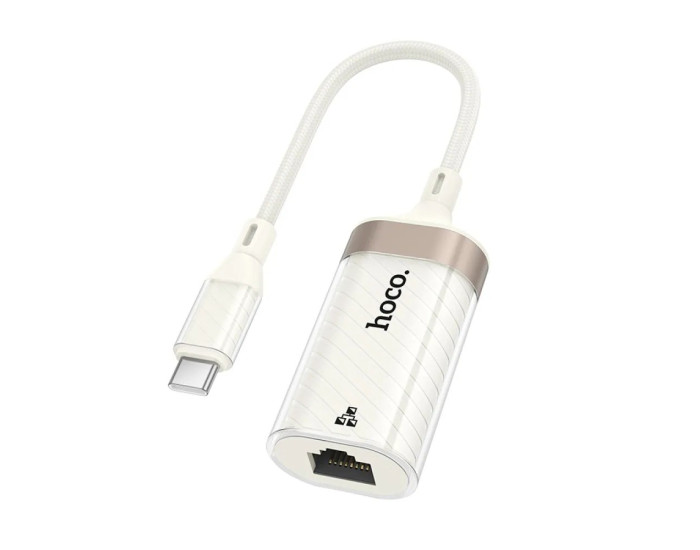 Переходник Hoco UA41B Crystal Type-C to Ethernet (100 mbps) Apricot