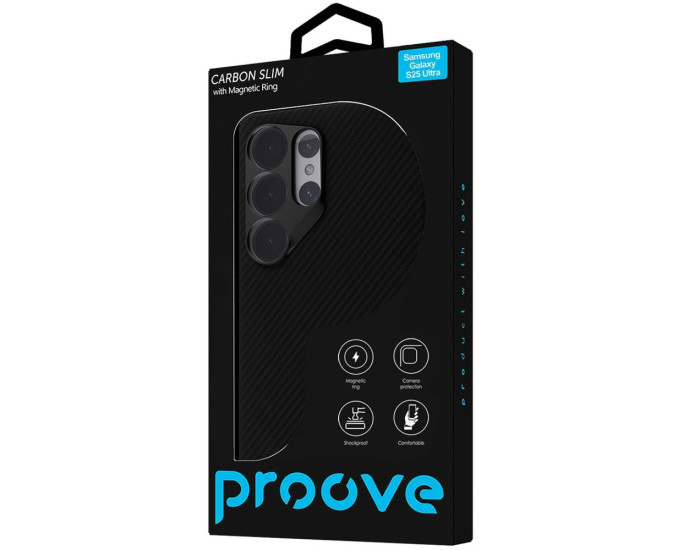 Чохол-силікон Proove Carbon Slim with MagSafe Ring Samsung S25 Ultra, чорний