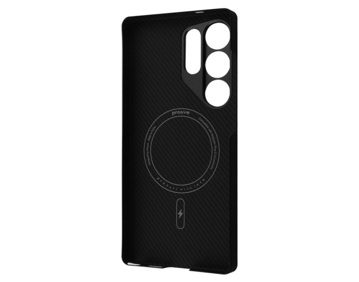 Чохол-силікон Proove Carbon Slim with MagSafe Ring Samsung S25 Ultra, чорний