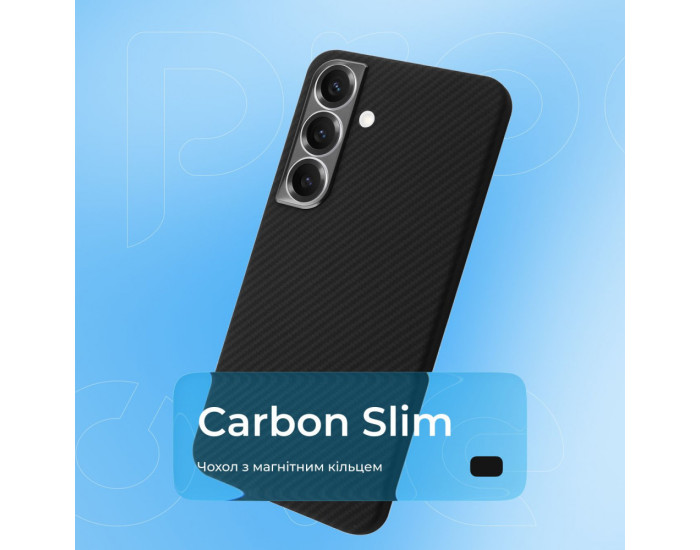 Чохол-силікон Proove Carbon Slim with MagSafe Ring Samsung S25 Ultra, чорний