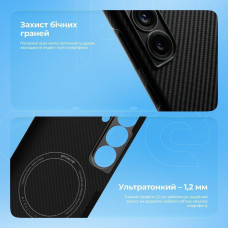 Чохол-силікон Proove Carbon Slim with MagSafe Ring Samsung S25 Ultra, чорний