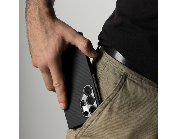 Чохол-силікон Proove Carbon Slim with MagSafe Ring Samsung S25 Ultra, чорний