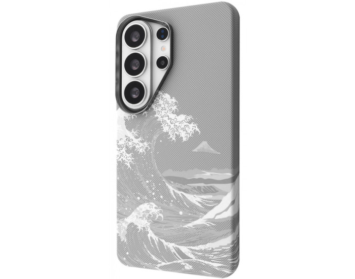 Чохол-силікон Proove Gleam Case with MagSafe Ring Samsung S26 Ultra, White waves