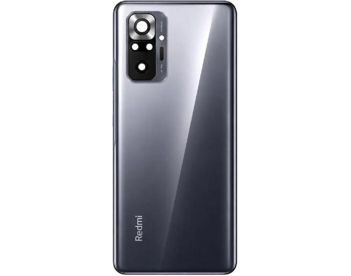 Задня панель корпуси для Xiaomi Redmi Note 10 Pro 4G /Redmi Note 10 Pro Max, сіра, глянцева з склом камери