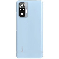 Задняя панель корпуса для Xiaomi Redmi Note 10 Pro 4G /Note 10 Pro Max, голубая, глянцевая со стеклом камеры