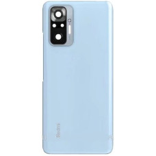 Задня панель корпуси для Xiaomi Redmi Note 10 Pro 4G /Redmi Note 10 Pro Max, блакитна, глянцева з склом камери
