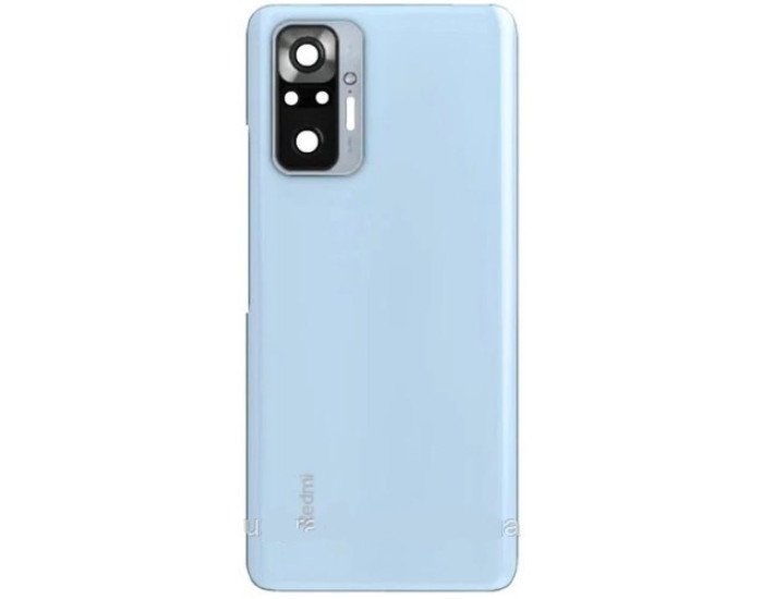 Задня панель корпуси для Xiaomi Redmi Note 10 Pro 4G /Redmi Note 10 Pro Max, блакитна, глянцева з склом камери