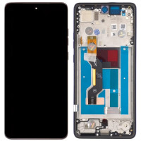 Дисплей з сенсорним екраном (модуль) Motorola XT2527-2 Moto G86/ XT2527-7 Moto G86 Power, чорний з рамкою синього кольору, оригінал