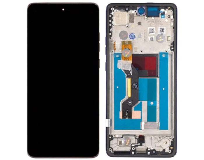 Дисплей с сенсорным экраном (модуль) Motorola XT2527-2 Moto G86/ XT2527-7 Moto G86 Power, черный с рамкой синего цвета, оригинал