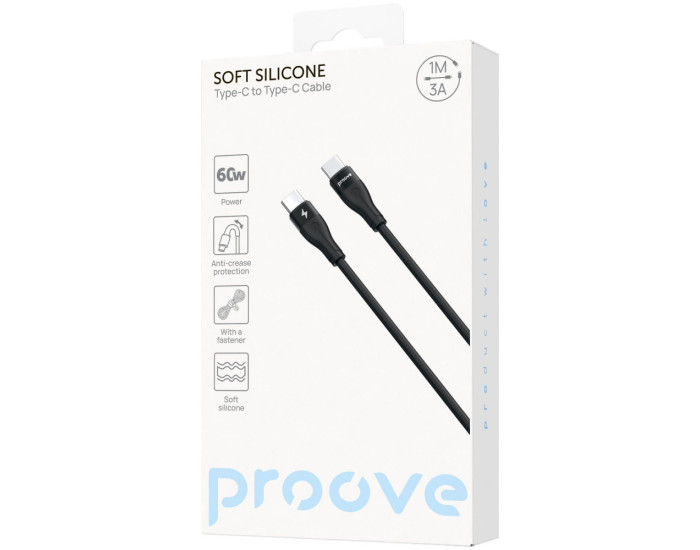 Кабель Proove Soft Silicone Type-C to Type-C 60W (1m) (black)