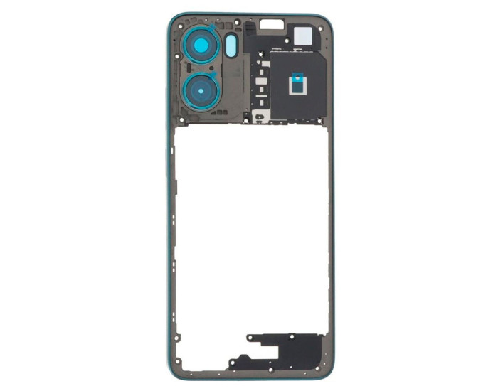 Рамка крепления корпуса Motorola XT2523-3 Moto G05, синяя со стеклом камеры