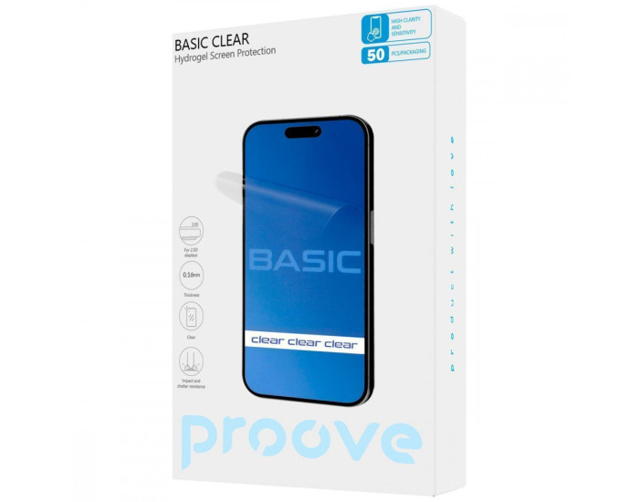 Защитная гидрогелевая пленка Proove Hydrogel Screen Protection (BASIC) прозрачная