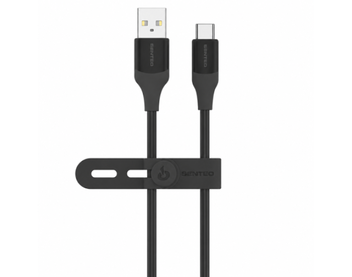Кабель USB SENTEO SL-07 Skin Silicone 3A USB to Type-C 1.2m, чорний