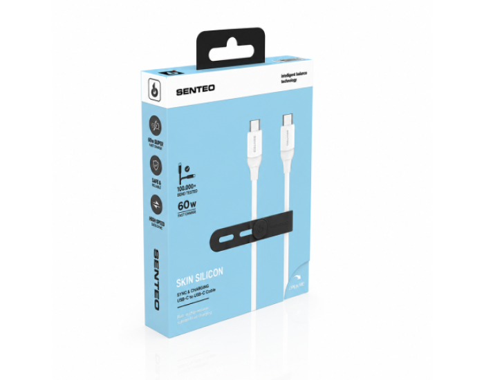 Кабель USB-C SENTEO SL-07 60W Type-C to Type-C 1.2m, белый