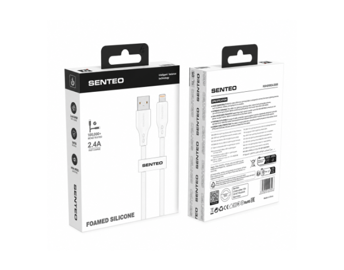 Кабель USB SENTEO SL-05 Foamed Silicone 2.4A USB to Lightning 1m, (black)