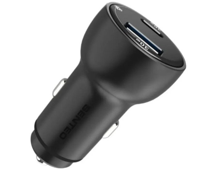 Автомобильное зарядное устройство SENTEO Q-07 Fast Car charger (USB-A+USB-C) 66W 3A, Black