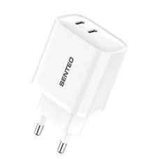 Мережеве зарядний пристрій SENTEO T-07 (version2) (2USB-C / PD / QC3.0 / 40W) (2Port) (white)