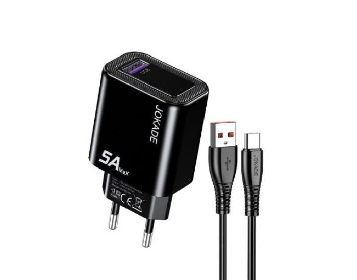 Сетевое зарядное устройство Jokade JB141 (1USB/5A) + кабель Type-C черный