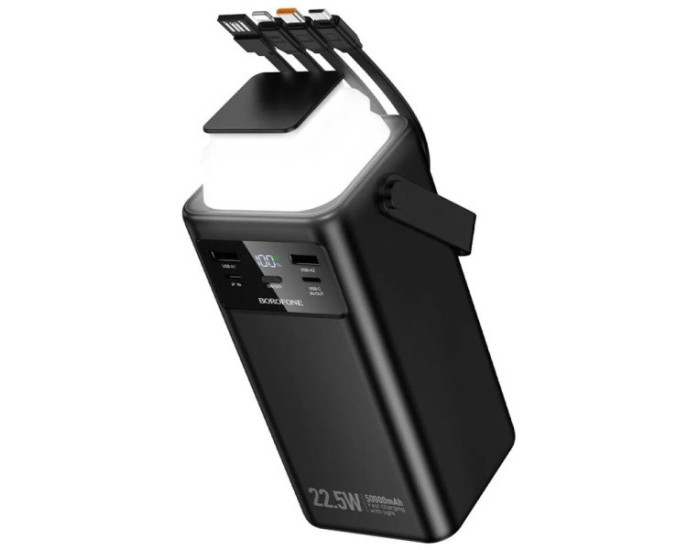Портативная батарея (Power Bank) Borofone BJ65A High 22.5W+PD20W+Mirco/Type-C/Lightning/USB cables 50 000mAh, черный