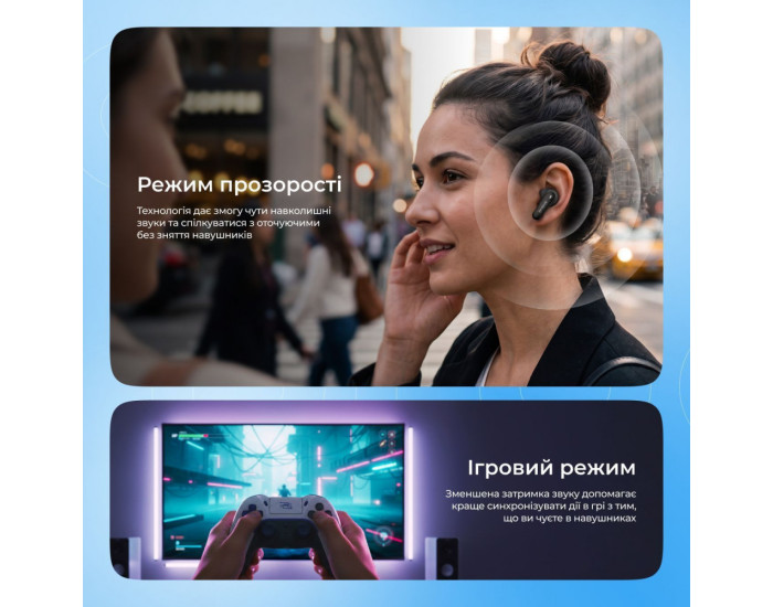 Беспроводные наушники Bluetooth Proove Blitz II TWS with Hybrid ANC (APP) черные