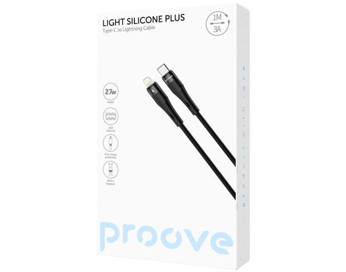 Кабель Proove Light Silicone Plus Type-C to Lightning (27W/1m) белый