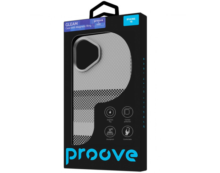 Чехол-силикон Proove Gleam Case with MagSafe Ring iPhone 17, Silver ocean