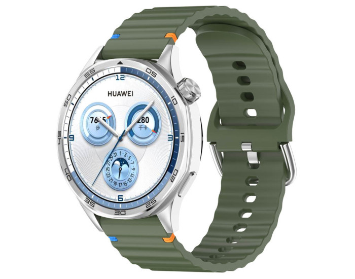 Ремешок силиконовый Wavy для Smart Watch 22mm, темно-оливковый