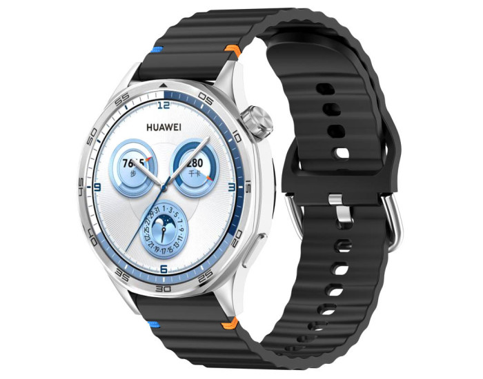 Ремешок силиконовый Wavy для Smart Watch 22mm, черный
