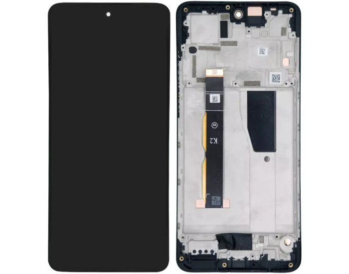 Дисплей с сенсорным экраном (модуль) Motorola XT2347 Moto G84, черный с рамкой, оригинал P-OLED