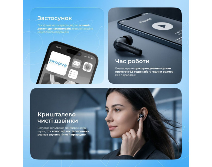 Беспроводные наушники Bluetooth Proove Digital Pro TWS with ANC (APP) черные