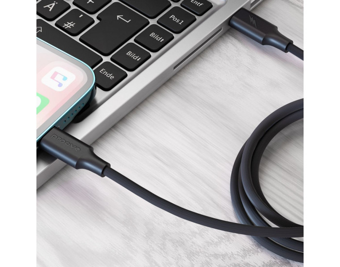 Кабель Proove Striped Silicone Type-C to Lightning (3A/1m) черный
