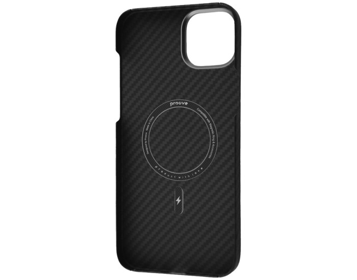 Чехол-силикон Proove Carbon Slim with MagSafe Ring iPhone 15, черный