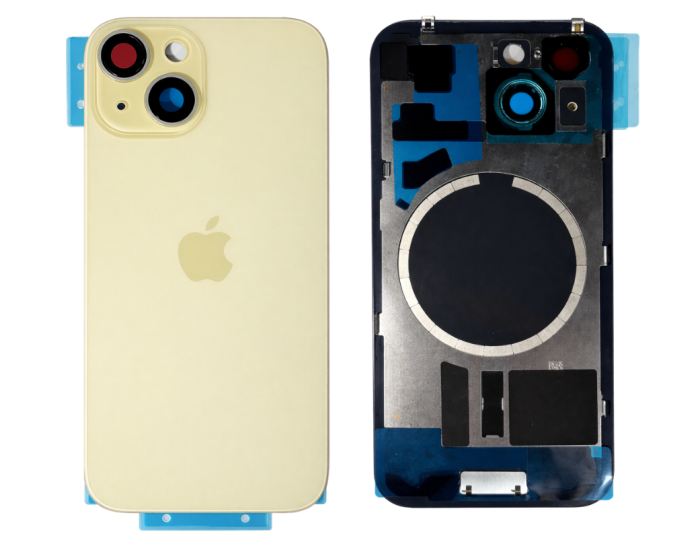 Задняя панель корпуса для iPhone 15 Plus Yellow, со стеклом камеры