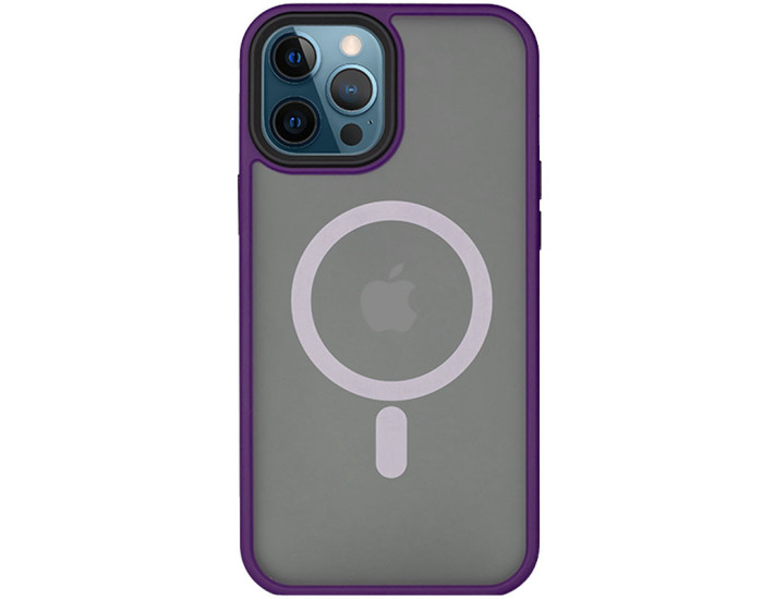 Чехол-силикон Metal Buttons with MagSafe iPhone 14 Pro, темно-фиолетовый