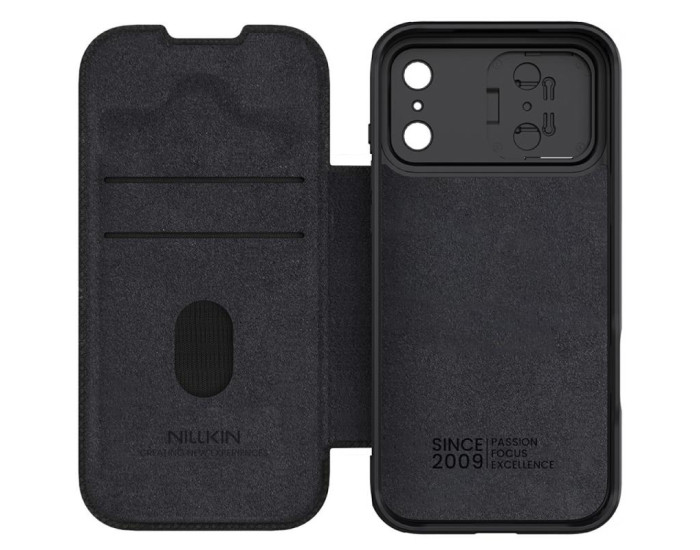 Чехол-книга кожанный Nillkin Qin Pro Camshield iPhone 17 Pro Max, Black