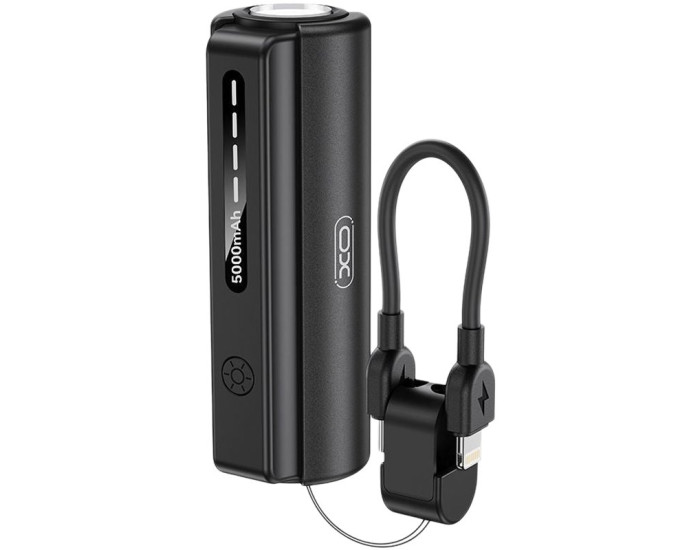 Портативна батарея (Power Bank) XO PR281 for Lightning з ліхтариком 5000mAh, чорний