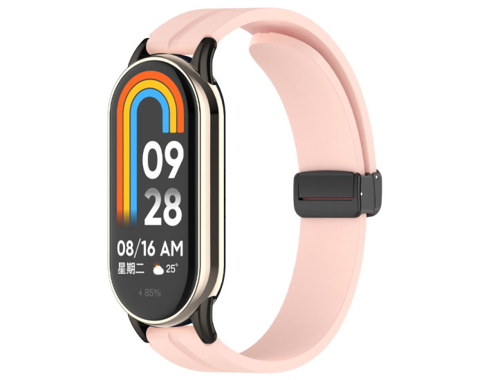 Ремешок силиконовый Line Magnetic для Xiaomi Mi Band 8/9. Pink
