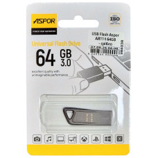 Флешка USB 3.0 Aspor 64GB AR114, срібляста