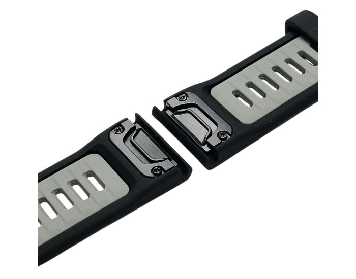 Ремінець для Garmin 22mm, Чорний/Сірий