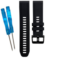 Ремінець шкіра + силікон для Garmin 20mm, чорний