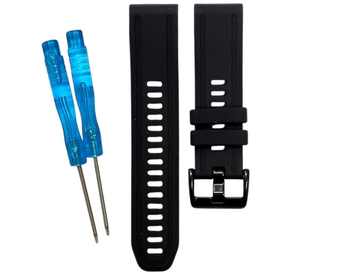 Ремінець шкіра + силікон для Garmin 20mm, чорний