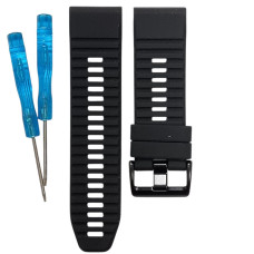 Ремінець шкіра + силікон для Garmin 26mm, чорний